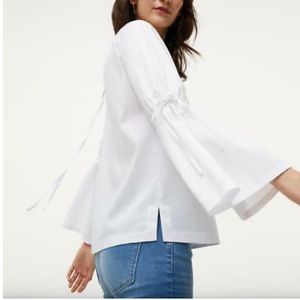 LOFT White Tied Bell Sleeve Top